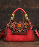 Green Hand Carved Retro Chinese Style Tote Handbag